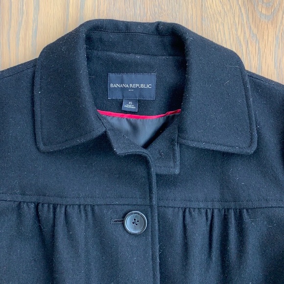 Banana Republic Short Black Wool Coat. - Picture 3 of 5